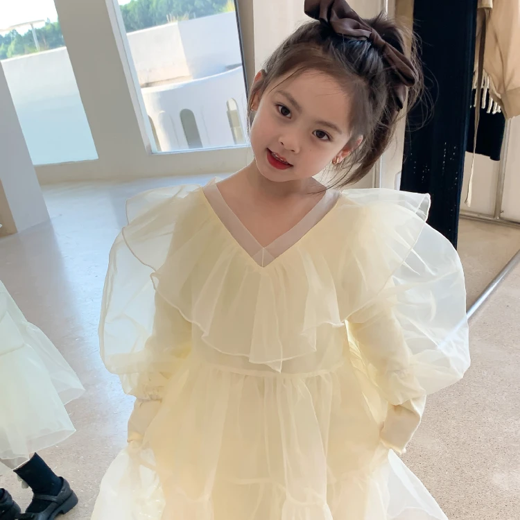 

Платье принцессы с V-образным вырезом для девочек, праздвечерние чное сказочное платье, милое праздничное платье Вечерние чное платье для д...