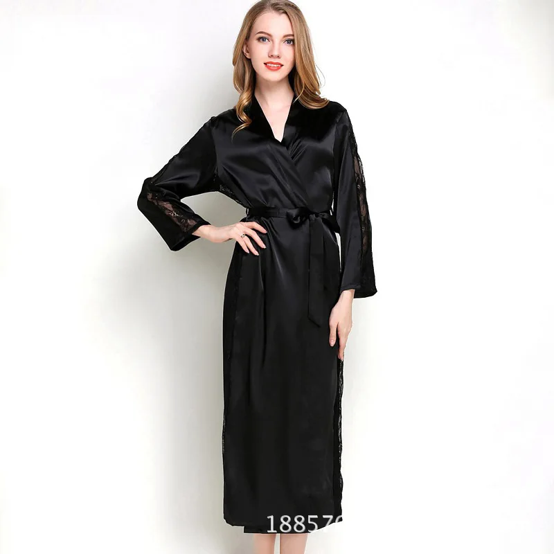 Women Silk Satin Night Robe Solid Sleepwear Kimono Robe Fashion Bath Robe Bathrobe Mariage Femme Wedding Bride Bridesmaid Robe