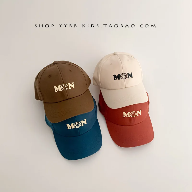 

Boy Girl Letter Baseball Cap Children Outdoor Sunscreen Sun Hat Kid Cotton Simple Embroidery Peaked Caps Kid Casual Hats