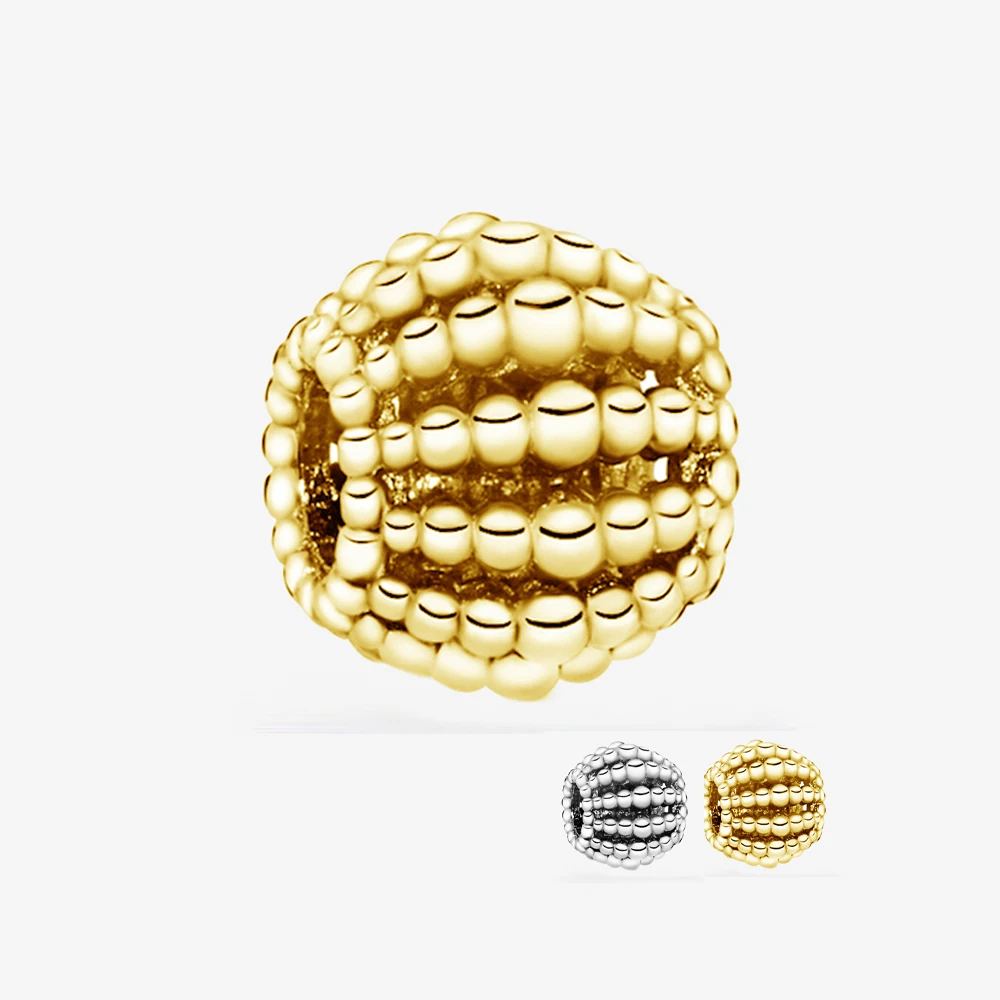 

Улучшенная текстура 925 Твердые серебряные моменты, украшенные бисером, золотистые фотообои, подходит для оригинального браслета Pandora, женск...