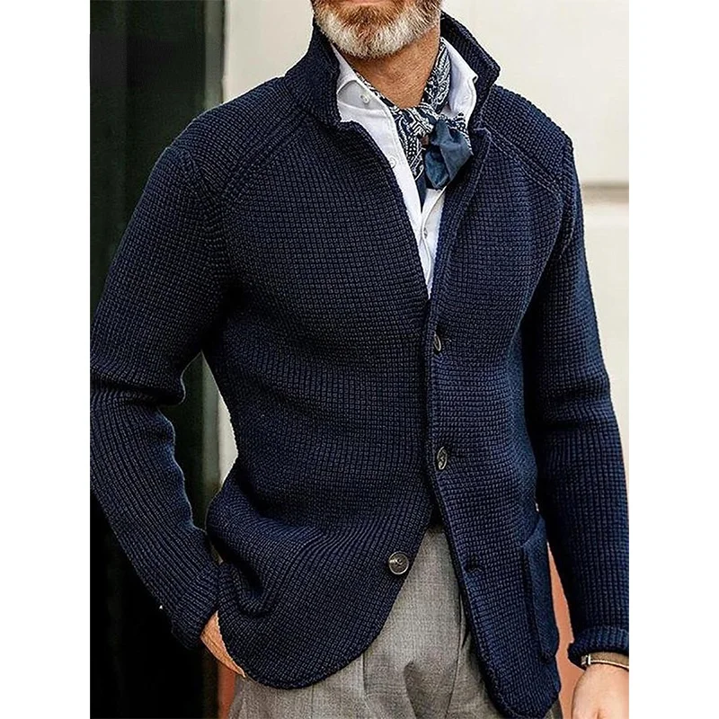 

Chaqueta De Punto Para Hombre, Abrigo Informal De Manga Larga, a La Moda, Color Liso, Con Botones, Cuello Levantado, 2022 Dinboa