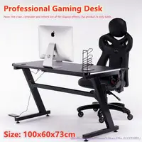 100x60x73cm Gaming Table Black Computer Desk Simple Bedroom Desktop Home Office Small Table Quality Z Game Desk with 2 Line Hole