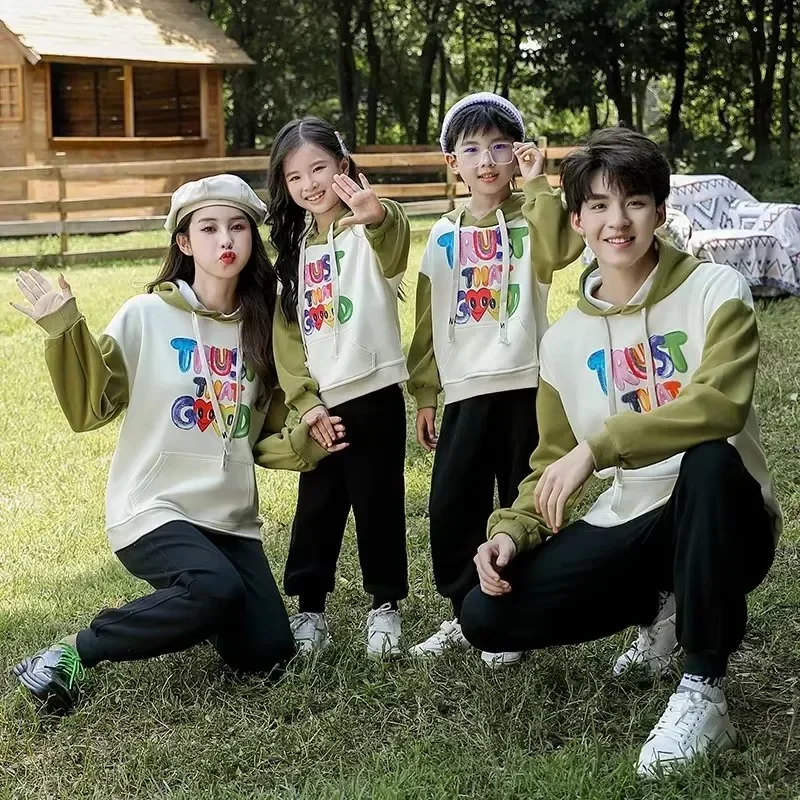 Детские толстовки с капюшоном для семьи зимняя одежда мамы и дочки равная