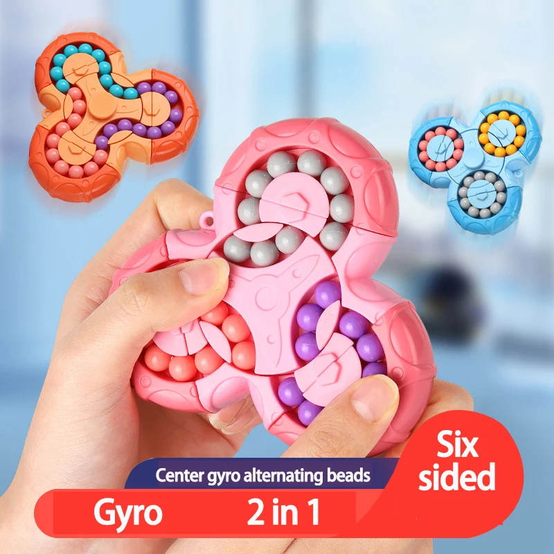 

Cool Stuff Triangle Gyro Gift Six Side Rotating Magic Bean Children Fingertip Decompression Toy Antistress Fidget Toys for Kids