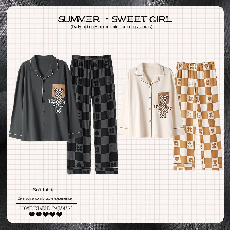 Lovers pajamas long-sleeved clothes that occupy the home and women in  spring and autumn yards men leisurewear qiu dong outfit