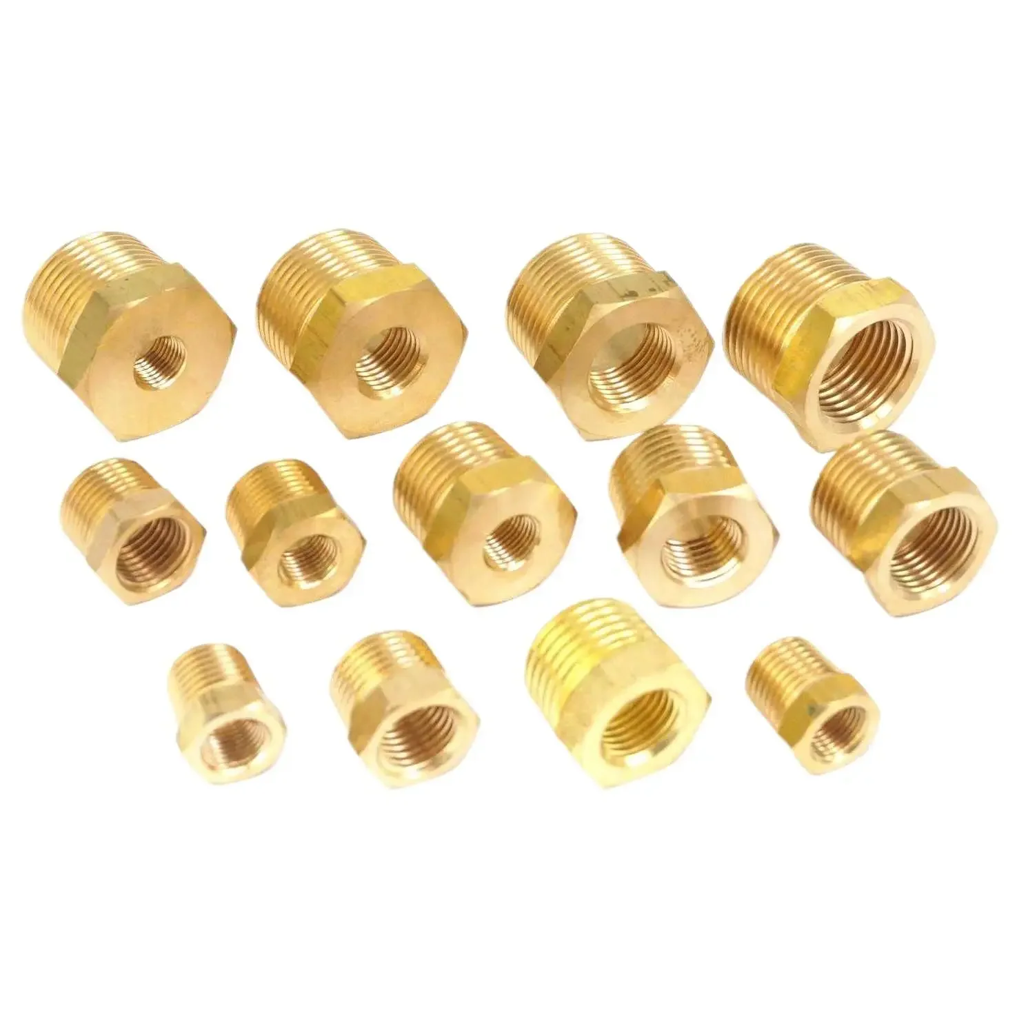 

Фитинги-коннекторы для труб, 1/4 "3/8" 1/2 "3/4" NPT BSPT Male x Female из латуни с редукционной втулкой, адаптер для воздушных и газовых топливных вод 229 PSI