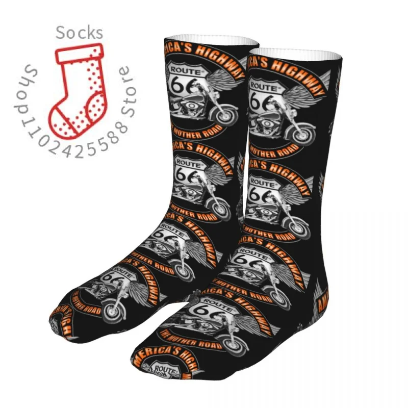 

Funny Americas Highway Woman Socks 2022 Female Route 66 Mother Road Sport Sock