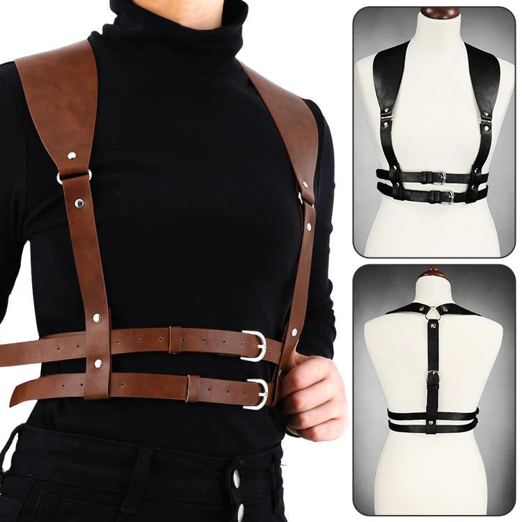 Gothic Men's PU Leather Chest Harness Suspender Vest Straps Braces Waist Belts Cosplay Costumes Punk Retro Belt