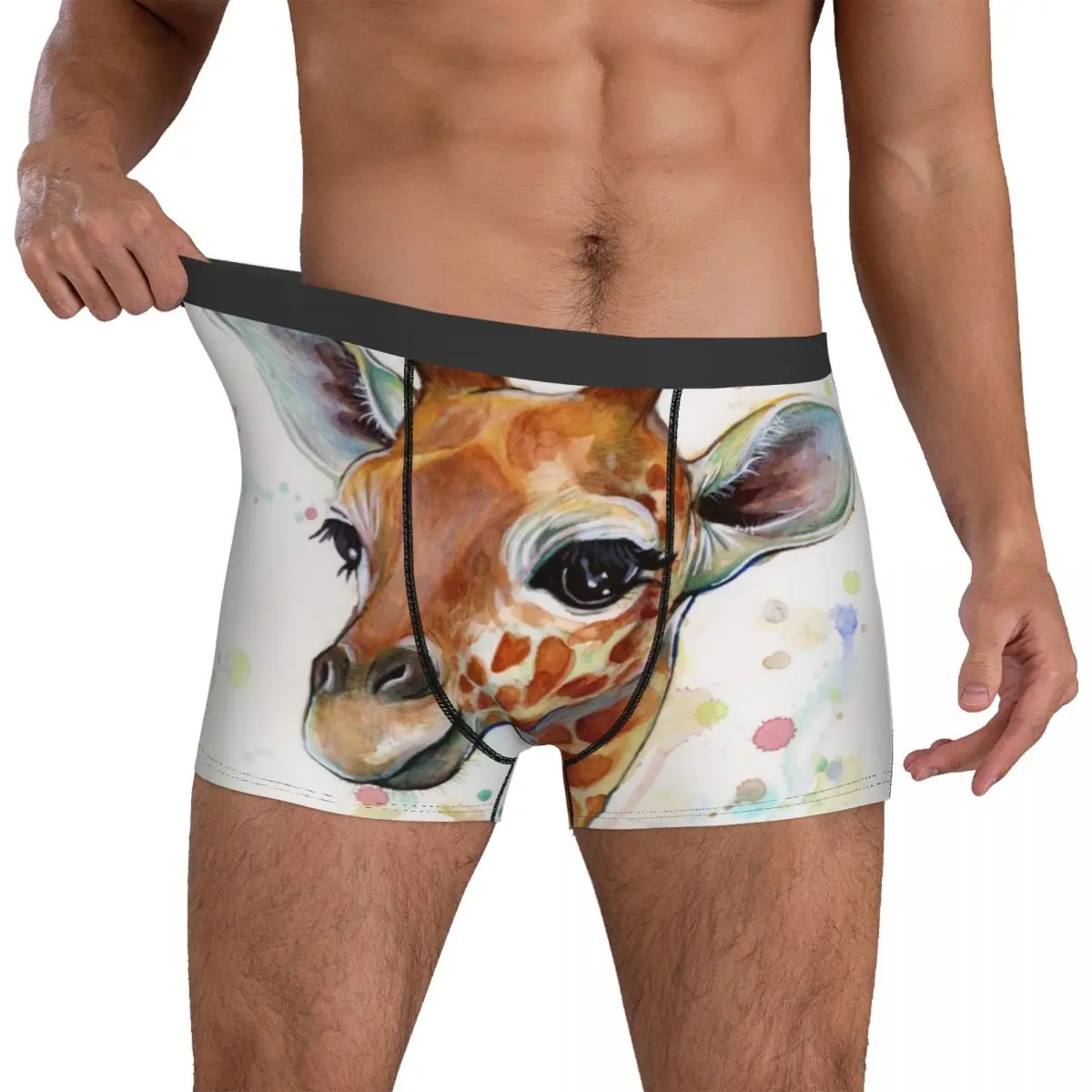 

Giraffe Underwear Baby Giraffe Watercolor Painting Nursery Art Male Boxer Brief Boxer Shorts Hot Customs Plus Size Underpants