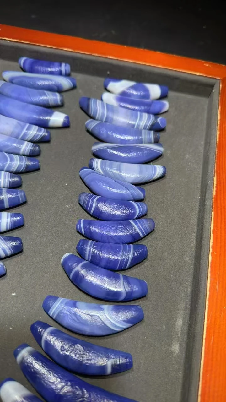 33 шт./лот синий агат Baojiang старый бычий рог тибетские бусины Дзи натуральные