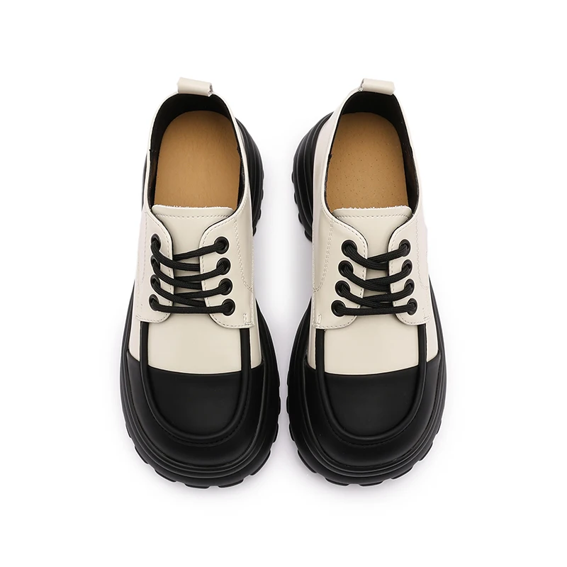 AIYUQI Loafers Women Genuine Leather Mixed Color 2023 New Lace-up Ladies Shoes Casual British Style Student Shoes Women