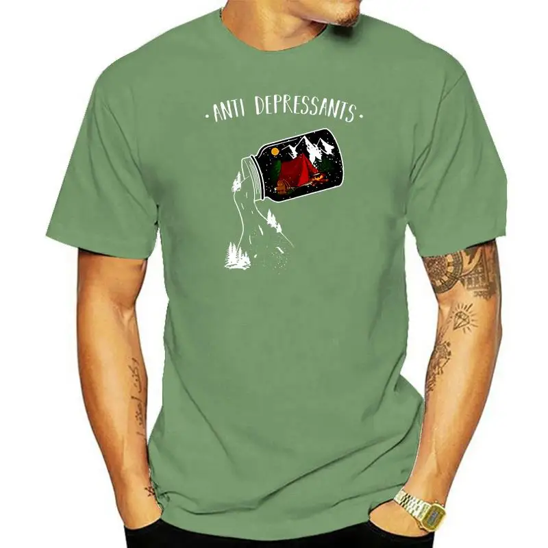 

Camping Anti Depressants T Shirt Camping Lovers Black Cotton Men S 6Xl