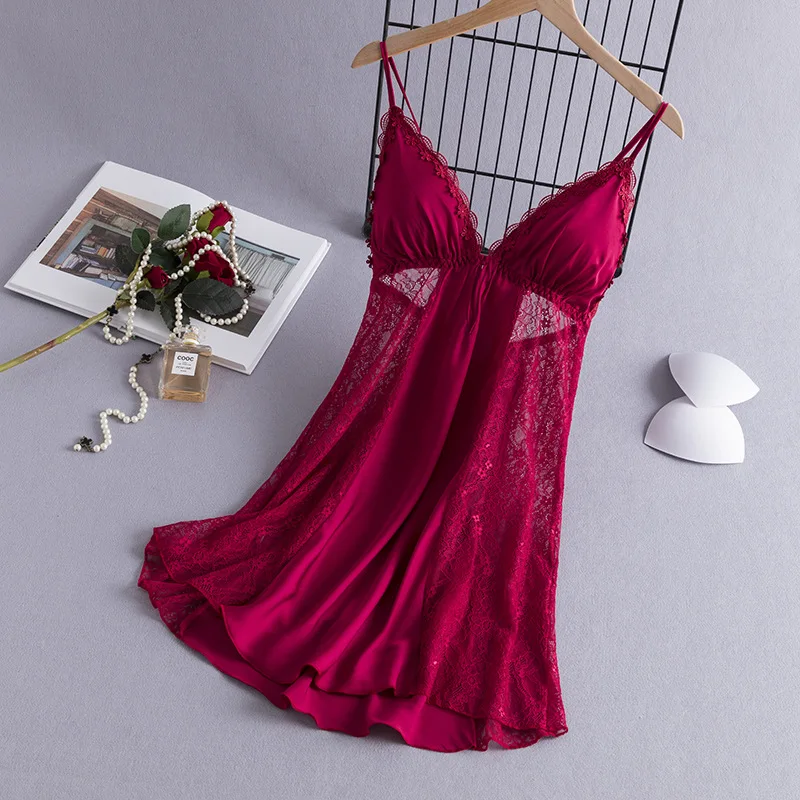 2022 женские ночные рубашки атласная кружевная одежда для сна ночная рубашка