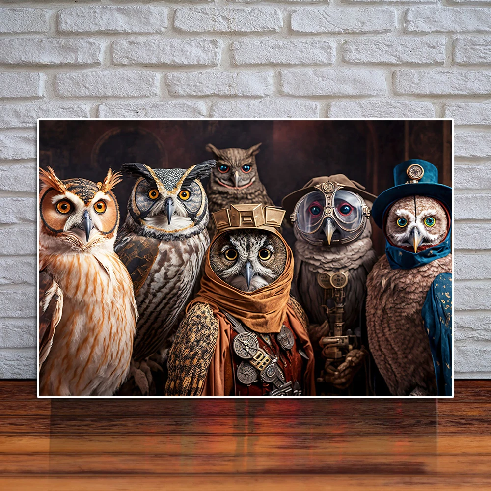 Модный постер и печать в стиле стимпанк виде совы хип-хоп животные граффити холст