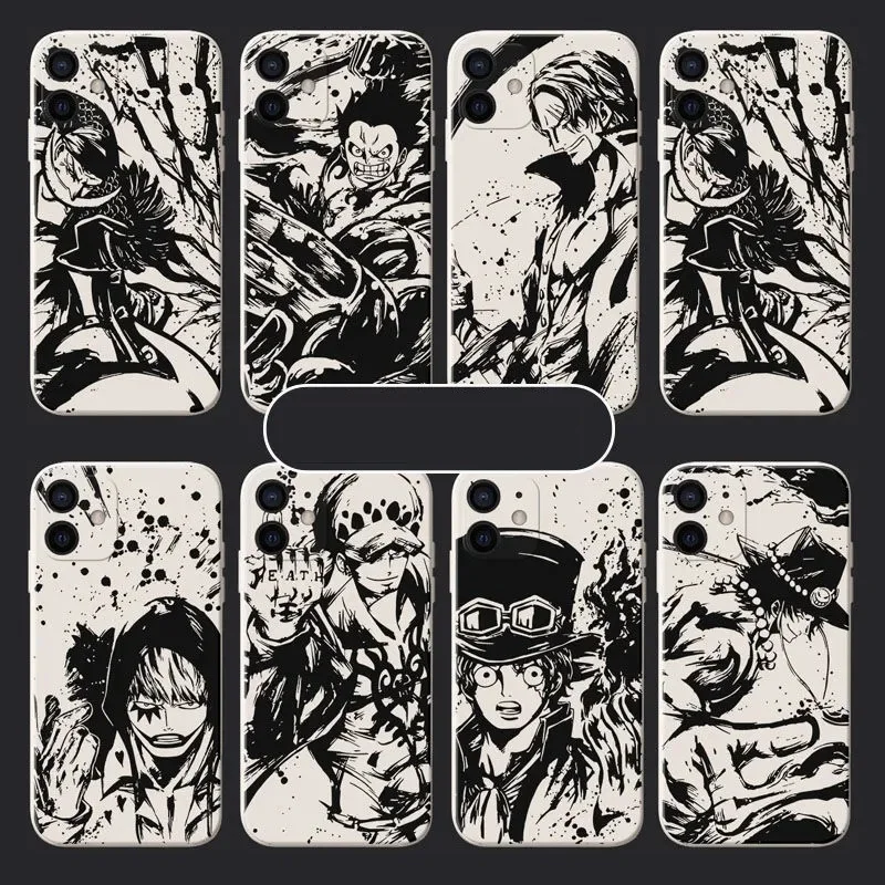 

Anime One Piece Newgate Edward Luffy Franky Zoro Sanji ACE Kaido Law Nami Shanks Marco Case for IPhone Cover Back Shell Toy Gift