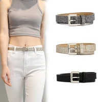 pu fluorescence leisure fashion wild belt metal buckle for women waist strap designer female jeans dress decorative waistband