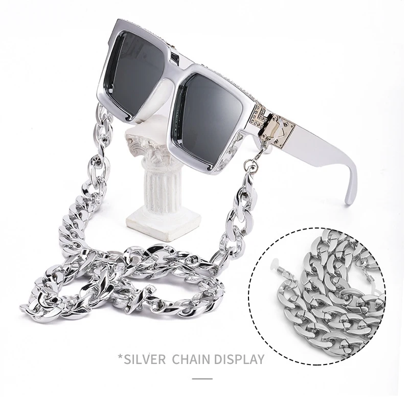

2022 New Diamond-encrusted Large Square Sunglasses Women's European and American Trend Fashion Sunglasses