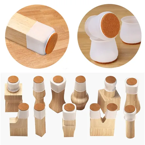 Silicone Chair Leg Protectors with Felt for Hardwood Floors Elastic Leg Cover Pad for Protecting Floors from Scratches and Noise
