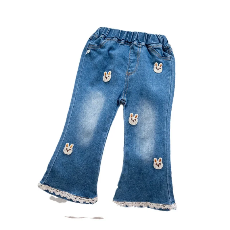 Новые джинсовые брюки-ботинки с мультяшным Кроликом новые брюки Baidu в западном