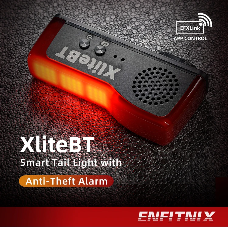 Фото Умный задний фонарь XliteBT с сигнализацией вора, зарядка через USB, светодиодный ночной сигнальный светильник, Bluetooth, противоугонная сигнализация, задний фонарь для велосипеда №1