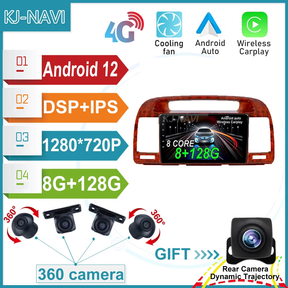 

1280*720P Android 12 для Toyota Camry 2001 - 2006 автомобильное радио, мультимедийный видеоплеер, GPS-навигация, без DVD, 2 Din, Восьмиядерный