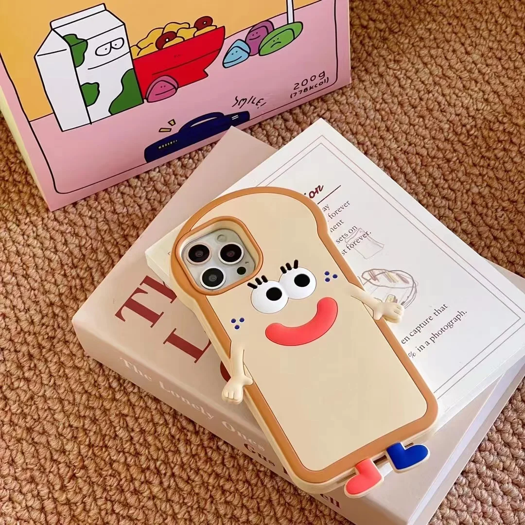 

3D Silicone Soft Cartoon Cute Big Eyes Thick Lips Breadman Girl Phone Case For iphone 11 12 13 Pro Max