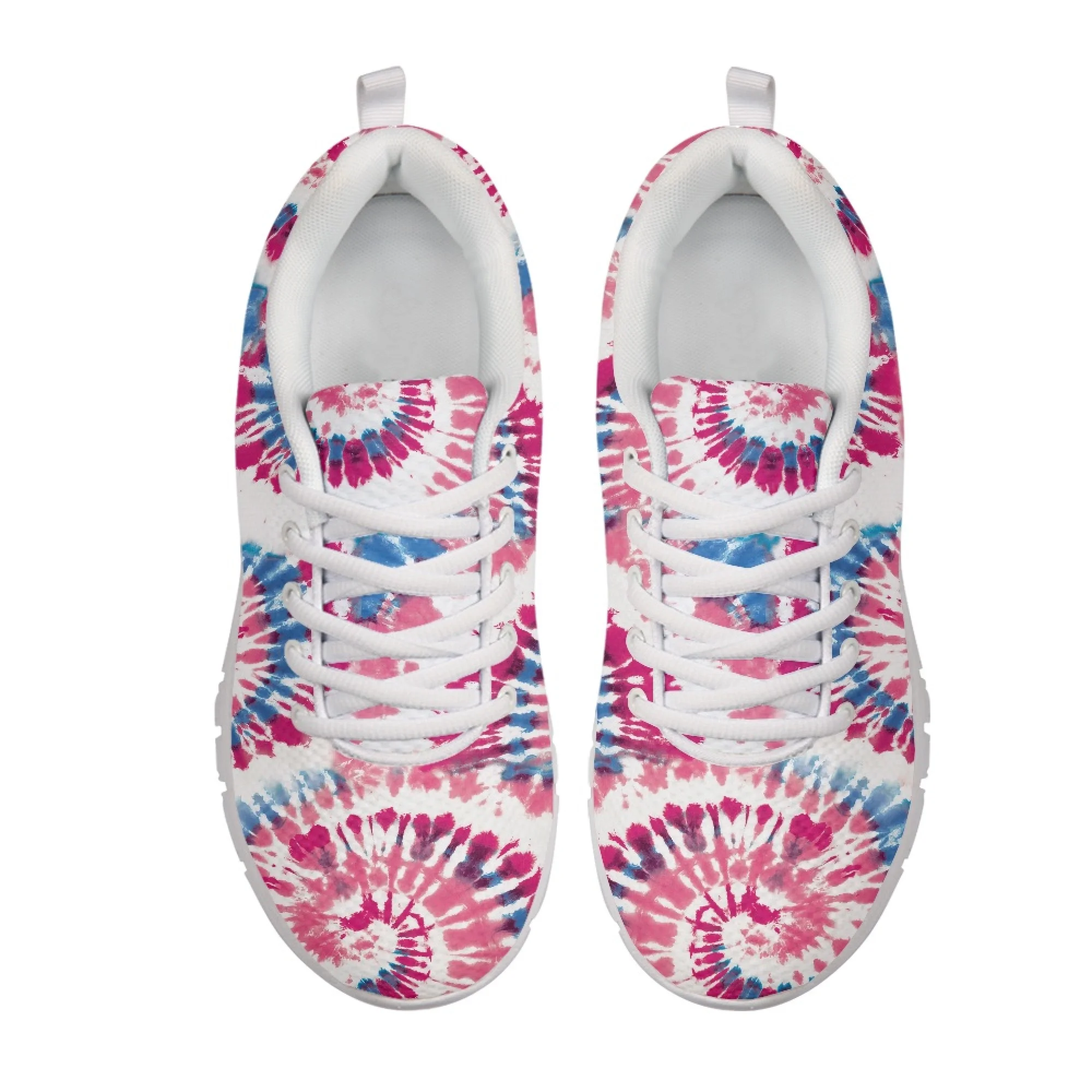 Yikeluo Pink Gradient Pattern Design Shoes for Women Light Mesh Running Sneakers Female Lace up Flat Sneakers Footwear zapatos