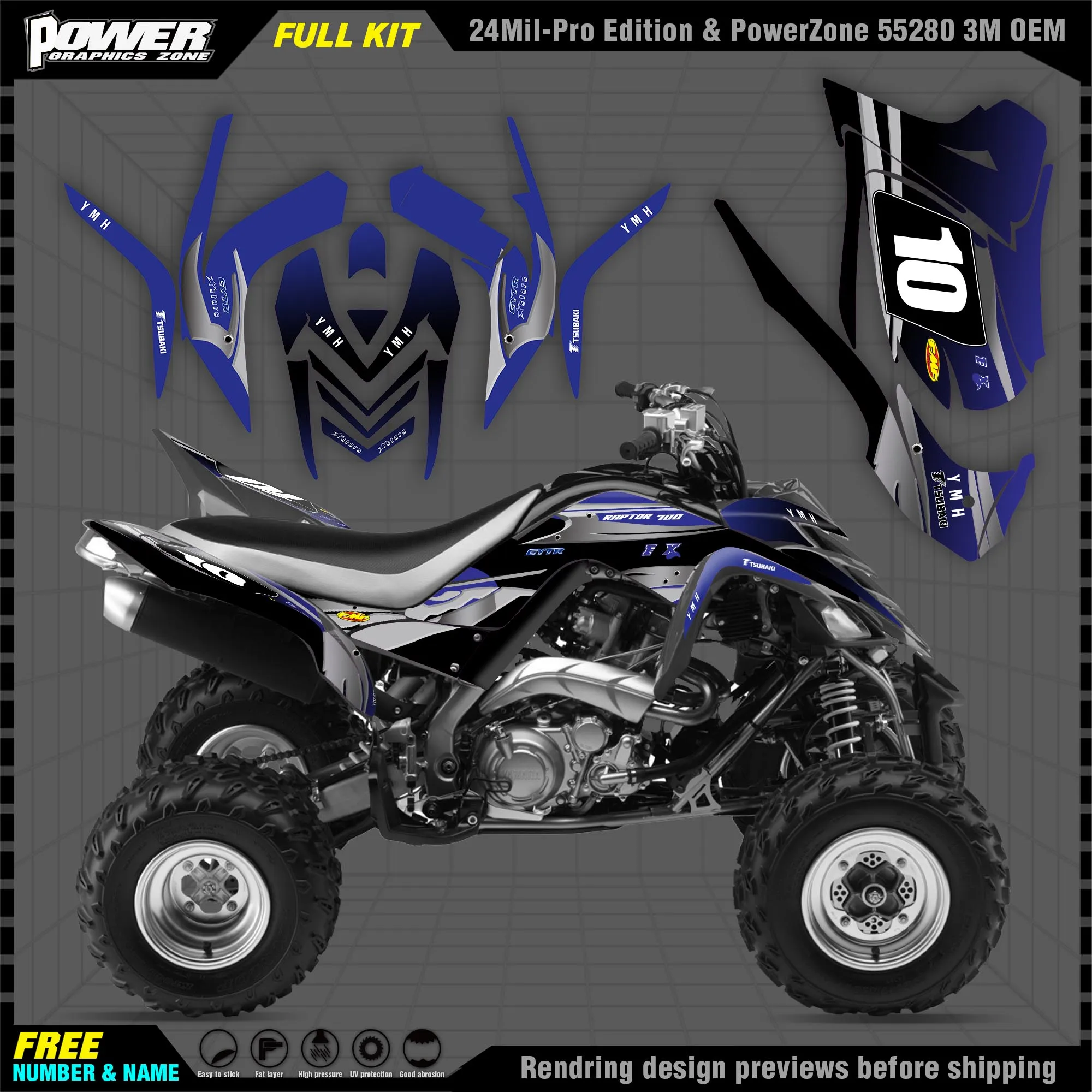 

Видеонабор PowerZone, наклейки для YAMAHA 06-12 RAPTOR 700 2006 2007 2008 2009 2010 2011 2012 мотоциклетная наклейка 001