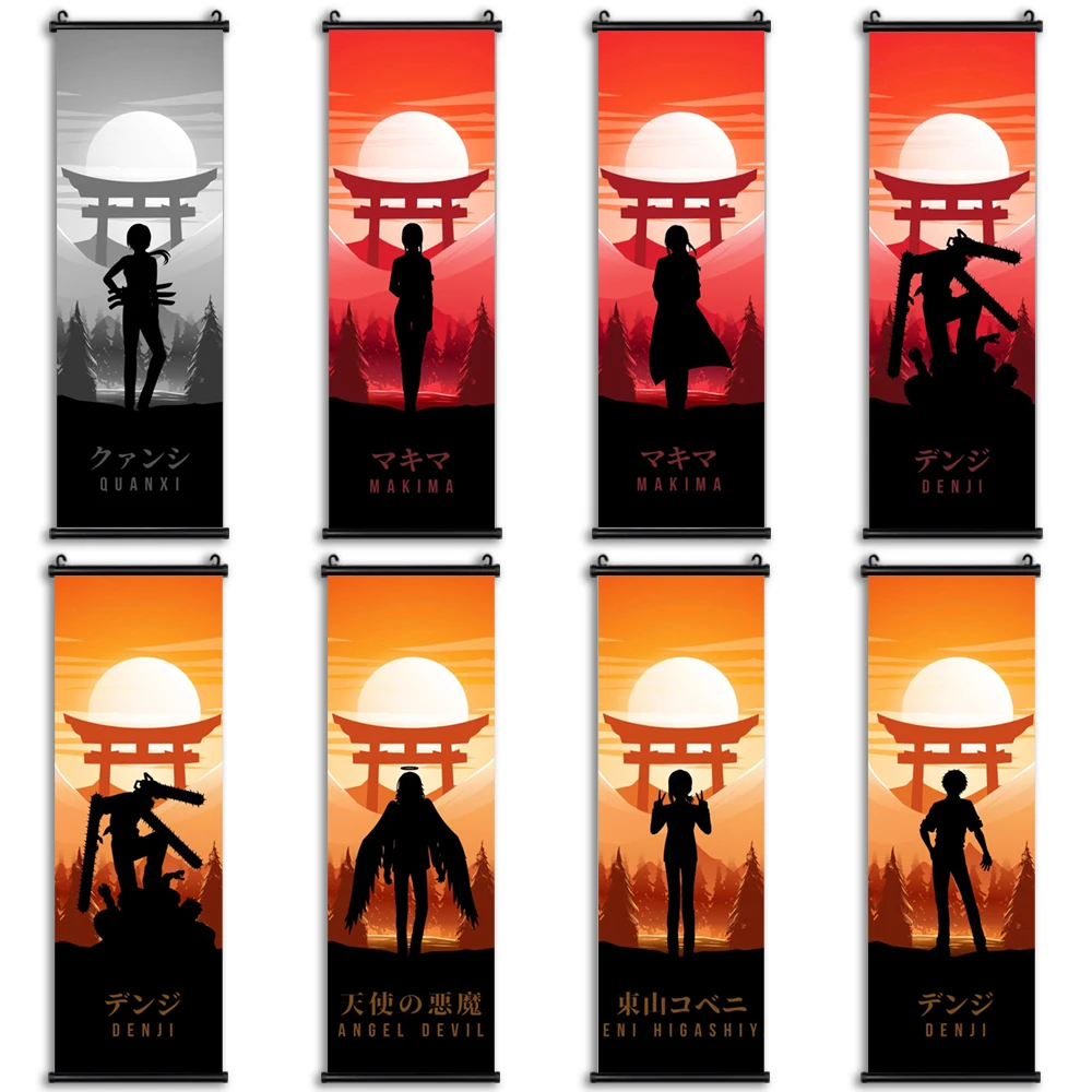 

Аниме Висячие свитки бензопила человек питание Холст принты картины настенное Искусство Картины домашний декор модульные постеры для гост...