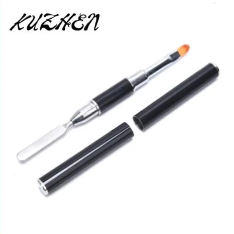 

2-In-1 Double-Ended Dual-Use Nail Tool Nail Pen Poly Nail Gel Brush And Picker Stainless Steel Gel Color Bar Flower Brush
