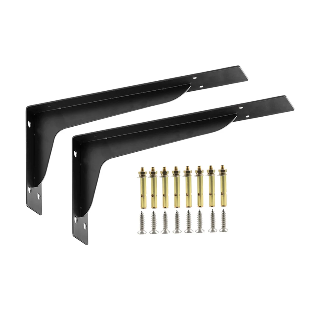 

1pair Home Decor Frame Black Shelf Bracket With Screws Rustic Corner Brace Heavy Duty Triangle Support DIY Wall Mounted Modern
