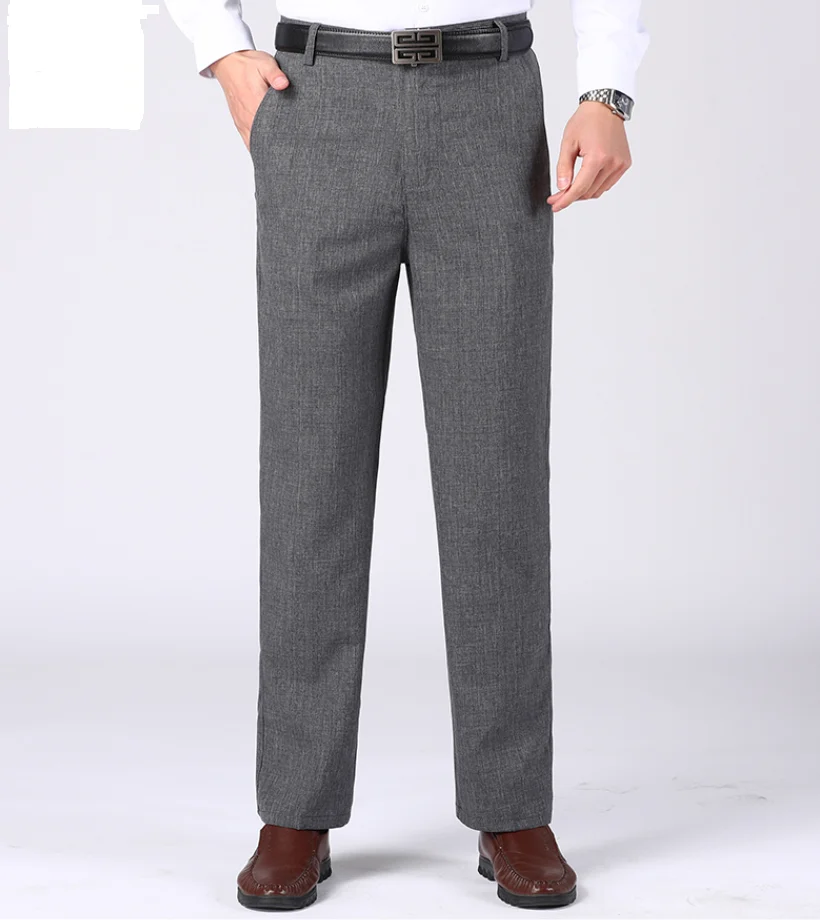 

Мужские брюки-Слаксы с прямыми штанинами, свободные повседневные деловые однотонные хлопковые Костюмные брюки, брюки