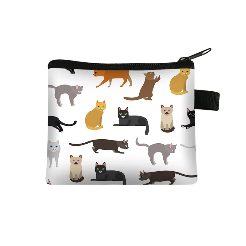 

Designer Wallet Cute Black Cat Print Coin Purse Ladies Shopping Portable Mini Coin Bag Travel ID Credit Card Bag Small Wallet