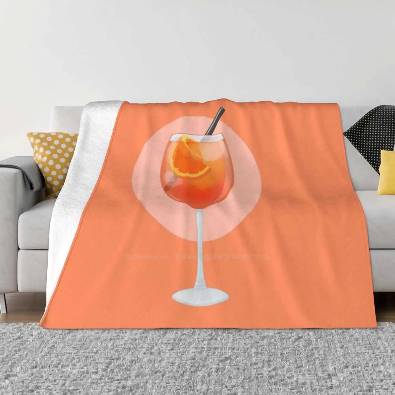 

Spritz New Arrival Fashion Leisure Warm Flannel Blanket Spritz Campari Orange Citrus Drink Wine Glass Beverage Summer Aperitif