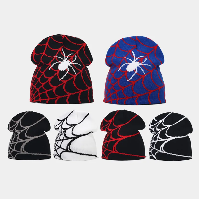 

Minus Two Gothic Spider Web Jacquard Knitted Hat for Women Men Hip Hop Outdoor Wool Cold Cap Winter Gorras Hombre Keep Warm Hat