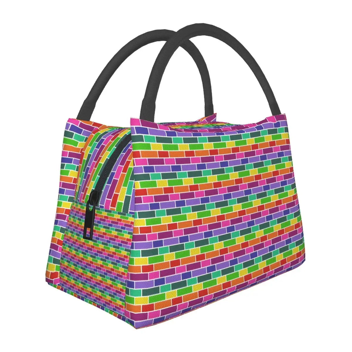 

Retro Mod Print Lunch Bag For Child Neon Geometric Lunch Box Fun School Cooler Bag Portable Oxford Thermal Tote Handbags