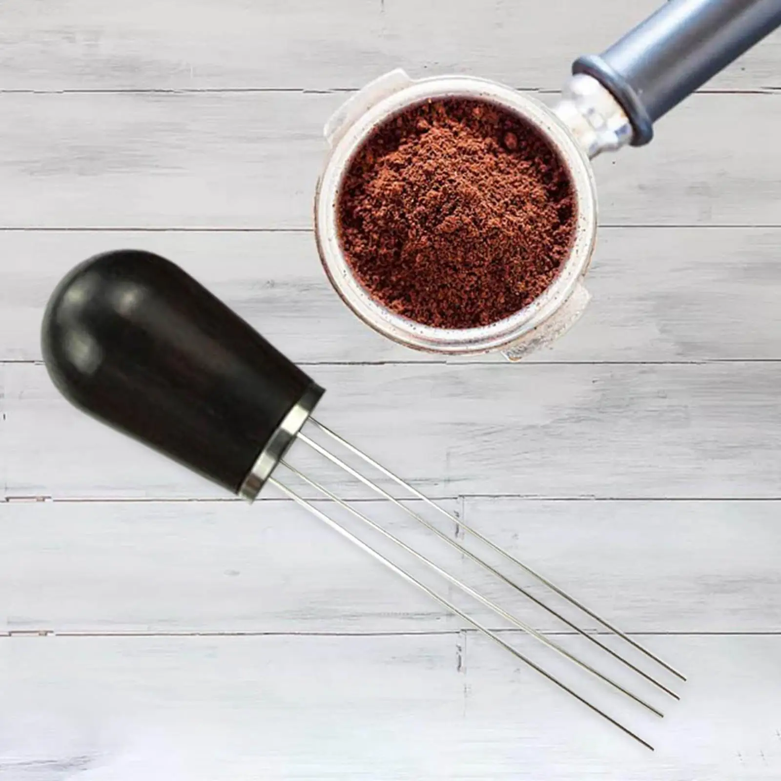 

4 Needle Type Coffee Stirring Tamper Professional Fits Espresso Machine Portafilter Filter Baskets Practical Easily Clean