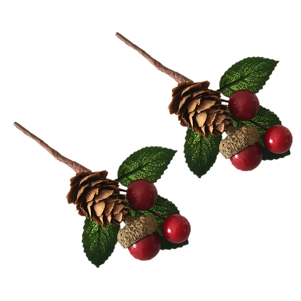 

Berry Christmas Picks Red Artificial Branches Ornament Holly Bouquet Stems Flower Fake Berriesfloral Props Photo Tree Pinecone