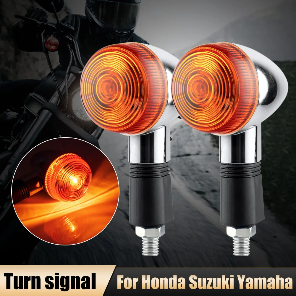 

2PCS Motorcycle Turn Signal Bullet Front Turning Lamp Amber Blinker Indicator for Suzuki Bandit 250 400 74A/75A/77A Yamaha XV250