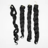 synthetic loose wave hair bundles nature black synthetic hair extensions with free braid heat resistant long wavy bundles