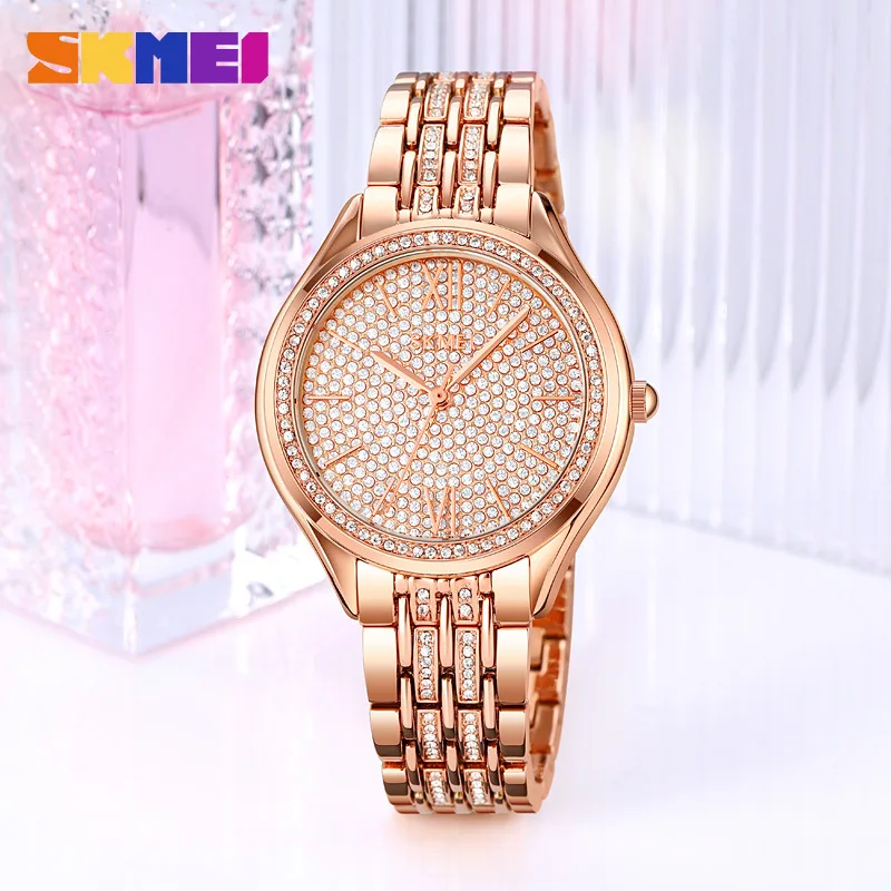 Skmei Fashionable Luxury Diamond-Face Women's Watch Elegant All-Match Women's Watch Scale Women's Quartz Watch