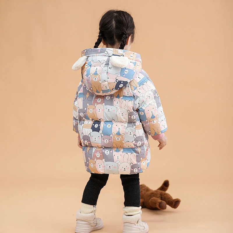 

Winter girls cotton coat thick warm hooded down jacket Low price promotion new 2-10Year old Middle small Childe Quality clothing