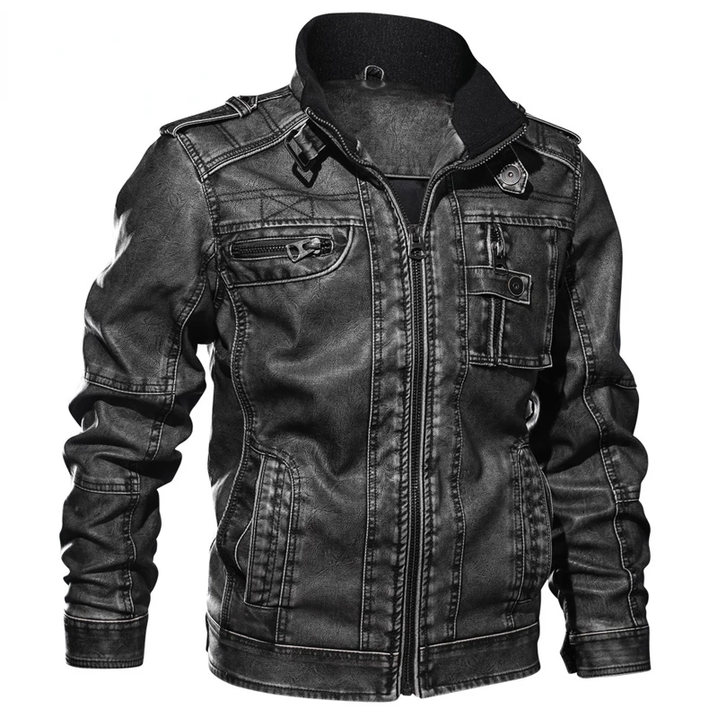 Mens PU Jacket Fashion Mens Leather Jacket Coats Male Causal Slim Fit Faux Leather Punk Motorcycle Jackets Clothing 7XL