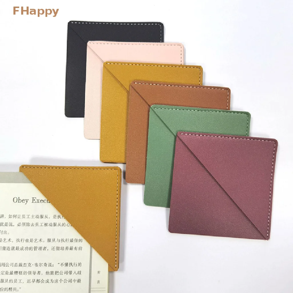 

Leather Diamond Handcrated Leather Bookmarks Mini Corner Page Marker Portable Square Bookmark Book Corner Protective Sleeve
