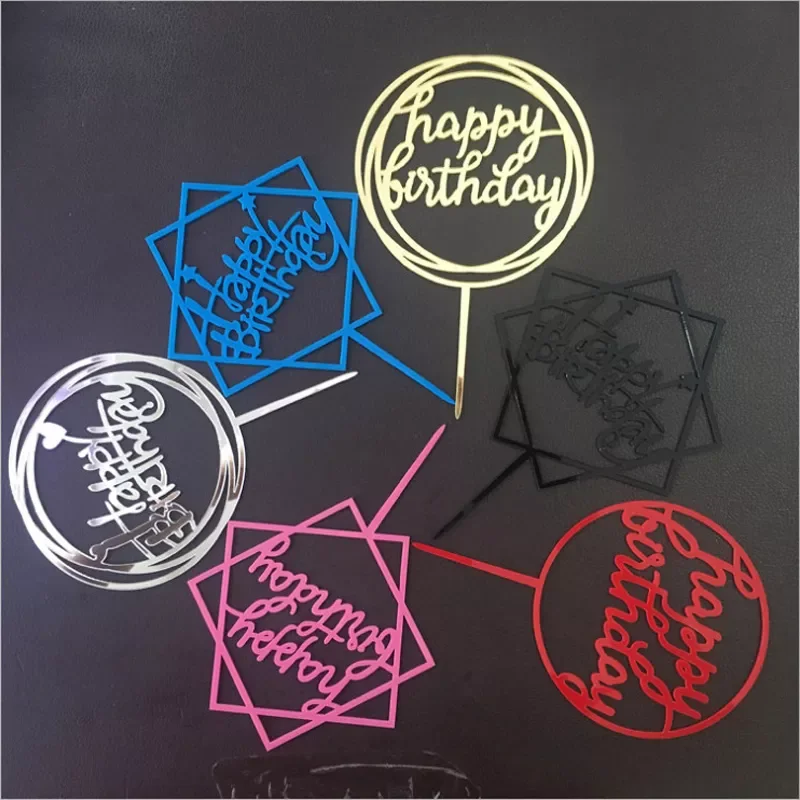 

Glitter Happy Birthday Cake Topper Acrylic Letter Gold Silver Cake Top Flag Decoration for Boy Birthday Party Wedding Supplies