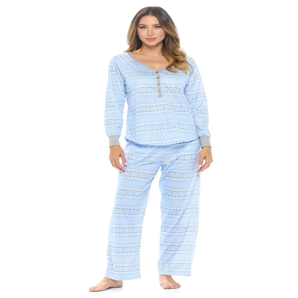 

Женские пижамные комплекты, трикотажная одежда для сна с длинным рукавом, ночная рубашка, пижамный комплект для отдыха
