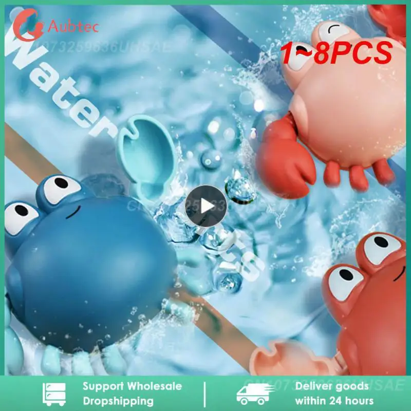 

1~8PCS Baby Toys Bathing Ducks Cartoon Animal Whale Crab Swimming Pool Water Play Game Chain Clockwork Bath Toys For Children