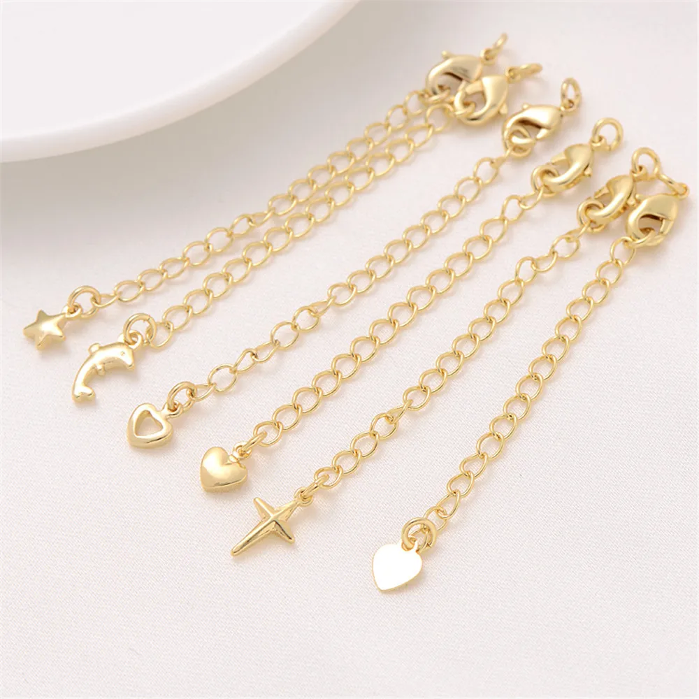 

18K pack gold color lobster clasp necklace extension chain chain chain bracelet handmade DIY accessories materials