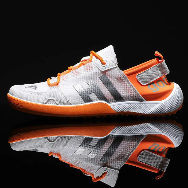 

WEH summer shoes men Breathable Hollow Casual Shoes Lightweight Mesh Mens Casual Sneakers Basic Rubber Male Flat trending shoes