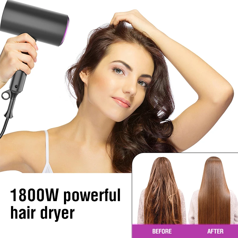 

1800W Ionic Hair Dryer Technology Constant Temperature Hairdryer 6 Types 3 Speeds 2 Nozzles Hot/Cold For Home Hair Salon Travel